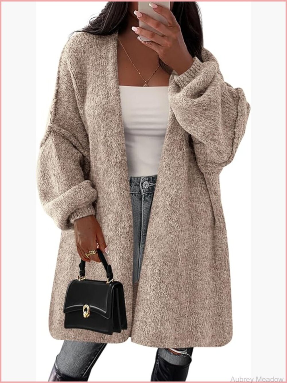 Oversized Open Front Long Knit Cardigan Coat Women Fall Winter